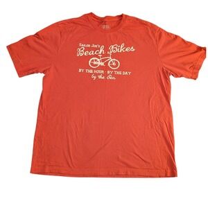 GH Bass Sailor Joes Beach Bikes Graphic T-Shirt Mens Large Orange Red Cotton